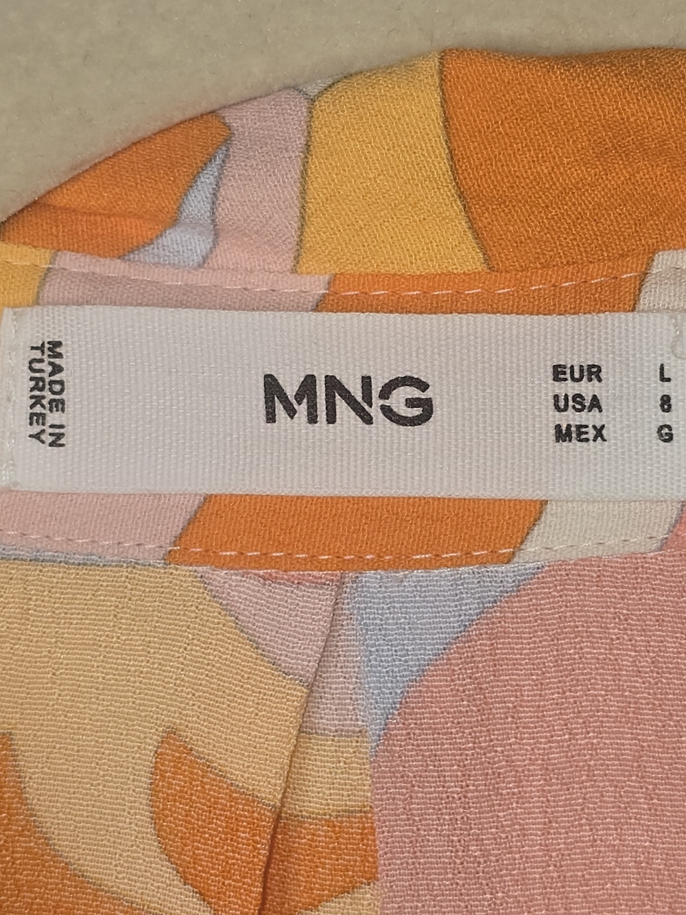 MANGO RETRO SWIRL PRINT MINI SHIRT DRESS PINK ORANGE CREAM PSYCHEDELIC 70S 8 - Picture 8 of 12